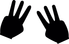 Number Six With Six Fingers Sticker Outline Svg File, Free Vectors File